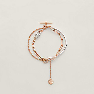 Mix and H bracelet, large model - Rose gold | Hermès USA